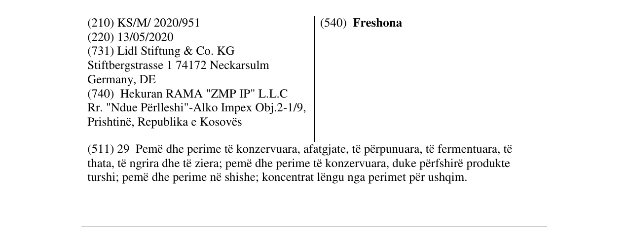 Zëri i markës Freshona në buletin