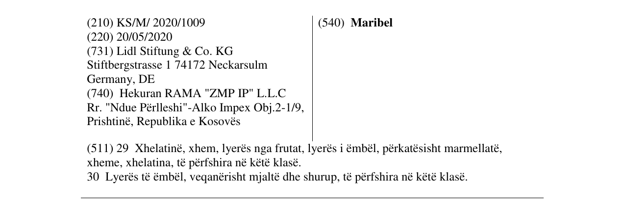 Zëri i markës Maribel në buletin