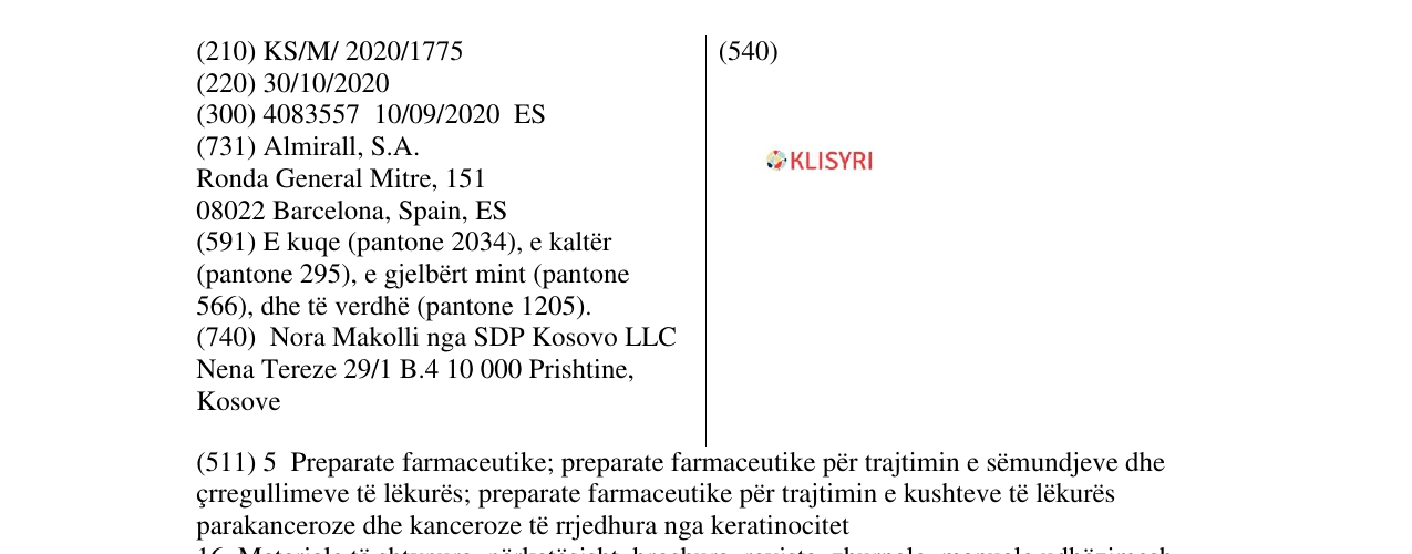 Zëri i markës KLISYRI në buletin