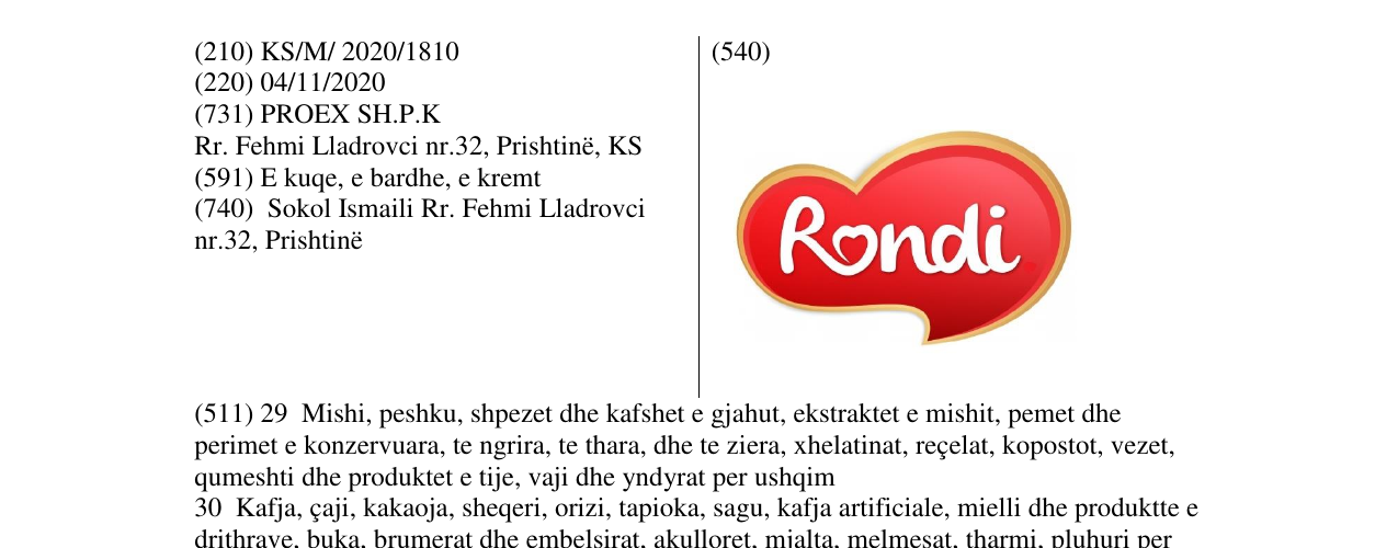 Zëri i markës RONDI në buletin