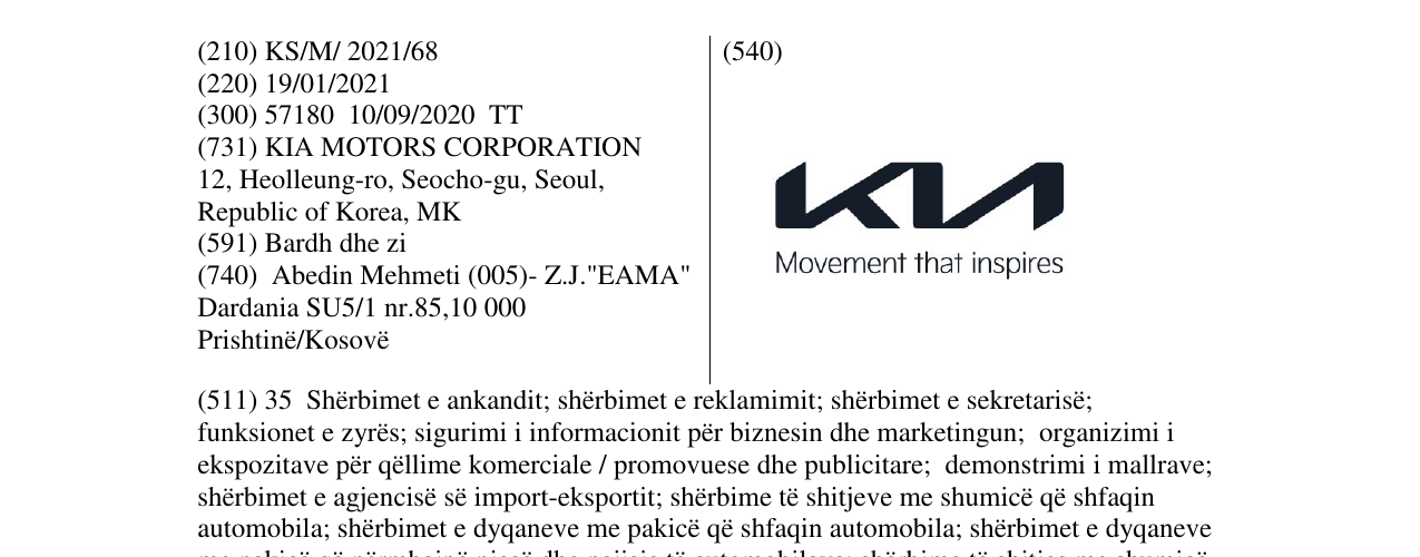 Zëri i markës KIA në buletin