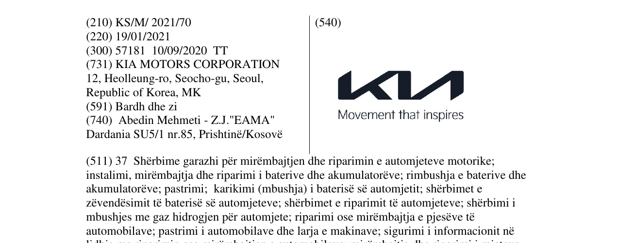Zëri i markës KIA në buletin