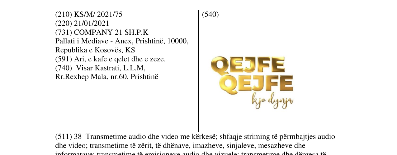 Zëri i markës QEJFE QEJFE kjo dynja në buletin