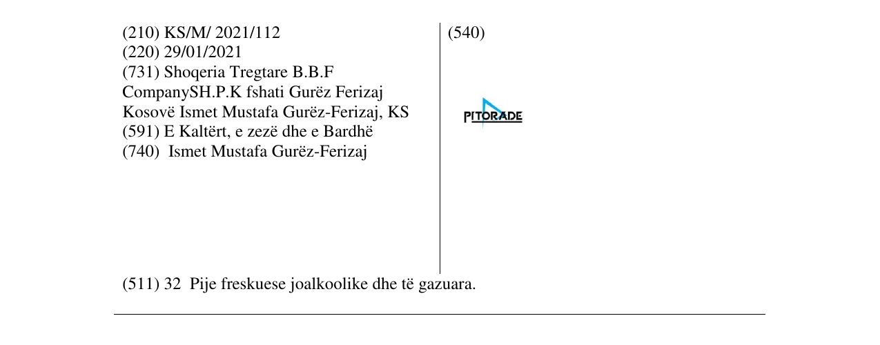 Zëri i markës PITOTRADE në buletin