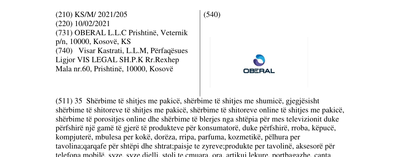 Zëri i markës OBERAL në buletin