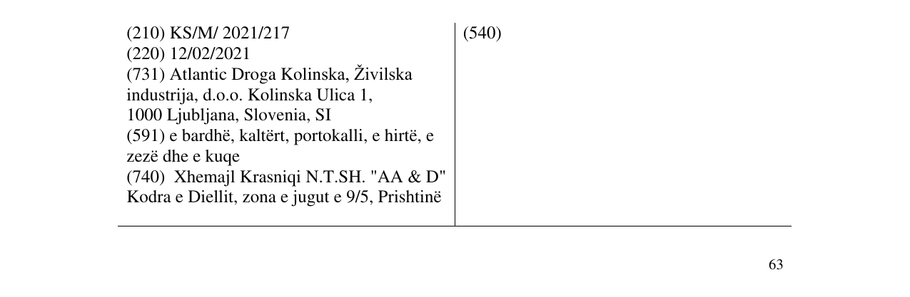 Zëri i markës argeta racek në buletin
