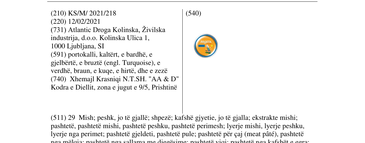 Zëri i markës argeta junior original në buletin