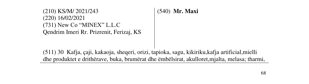 Zëri i markës Mr. Maxi në buletin