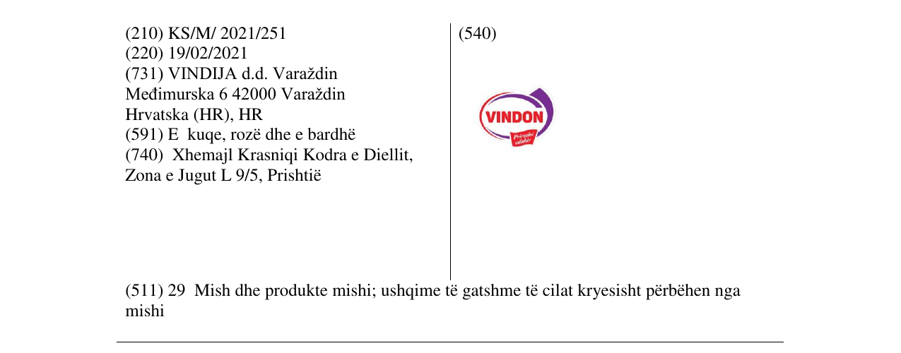 Zëri i markës VINDON në buletin
