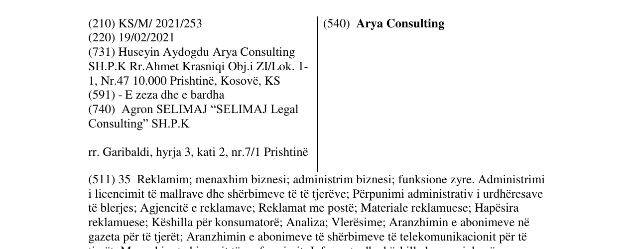 Zëri i markës Arya Consulting në buletin