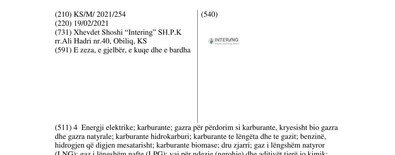 Zëri i markës INTERING në buletin