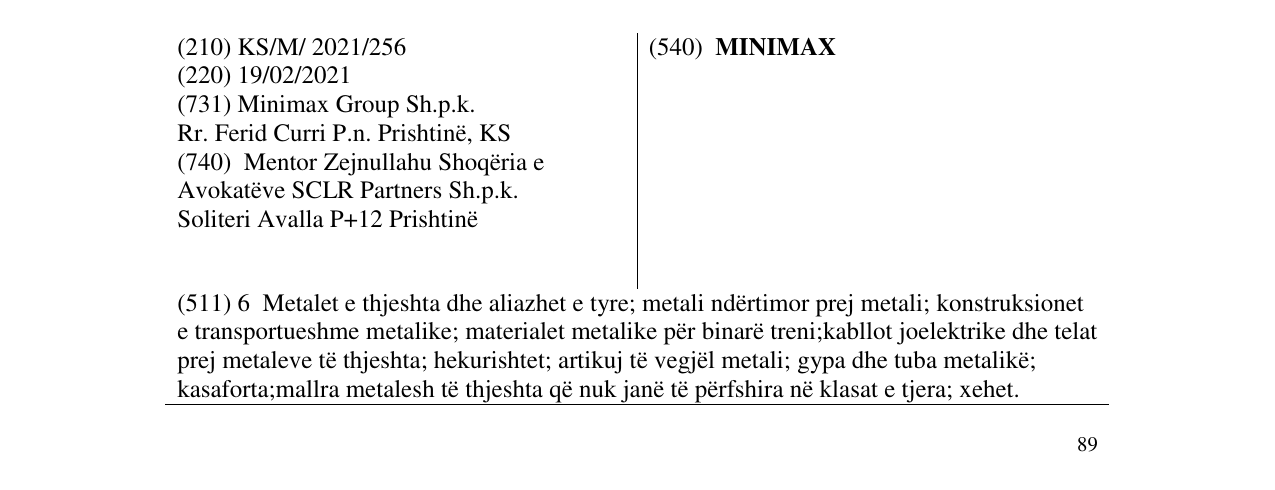 Zëri i markës MINIMAX në buletin