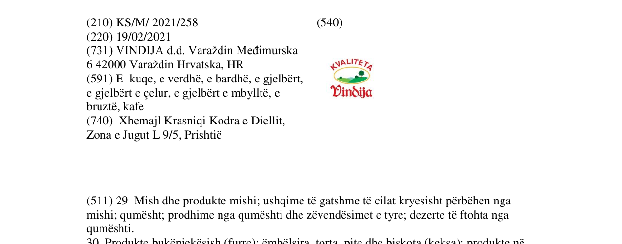 Zëri i markës KVALITETA Vinbija në buletin