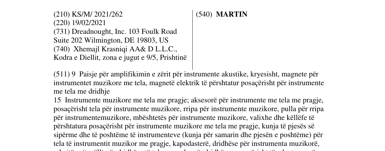 Zëri i markës MARTIN në buletin