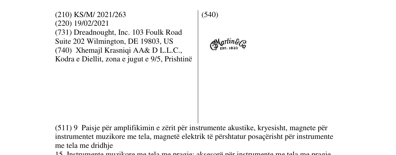 Zëri i markës Martin &Co në buletin