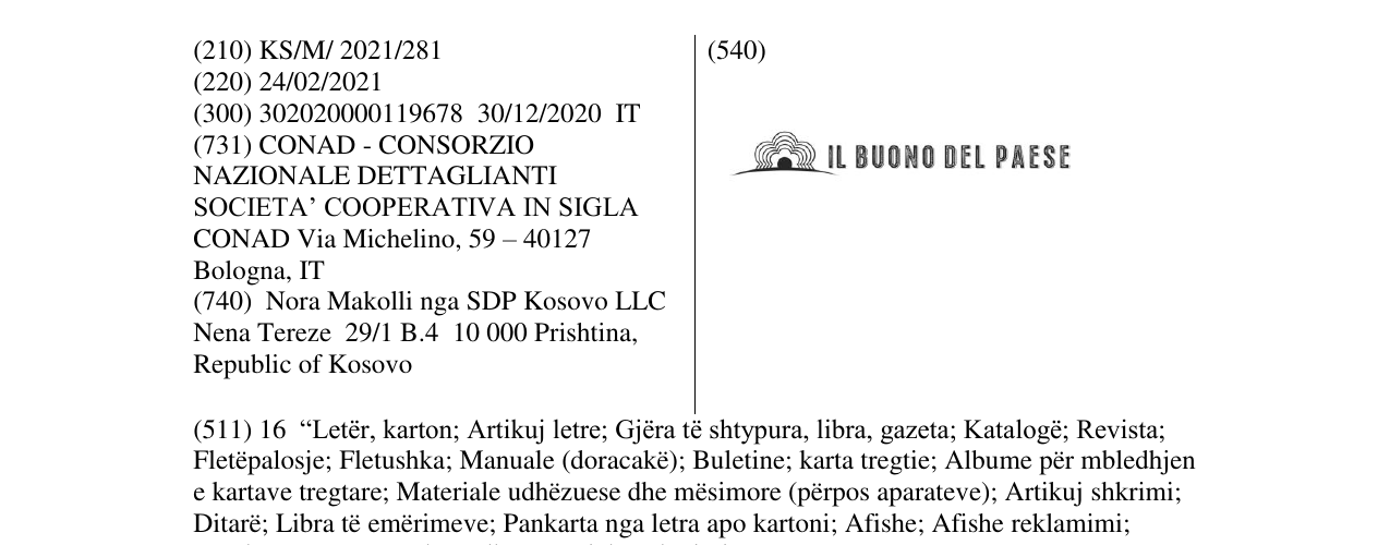 Zëri i markës ilbuono del paese në buletin
