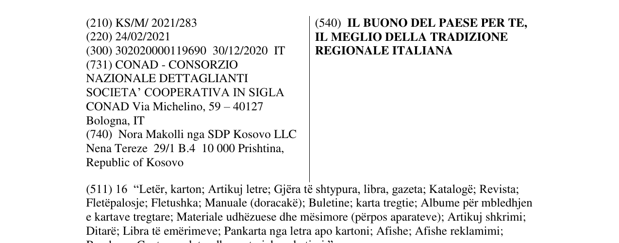 Zëri i markës IL BUONO DEL PAESE PER TE, IL MEGLIO DELLA TRADIZIONE REGIONALE ITALIANA në buletin