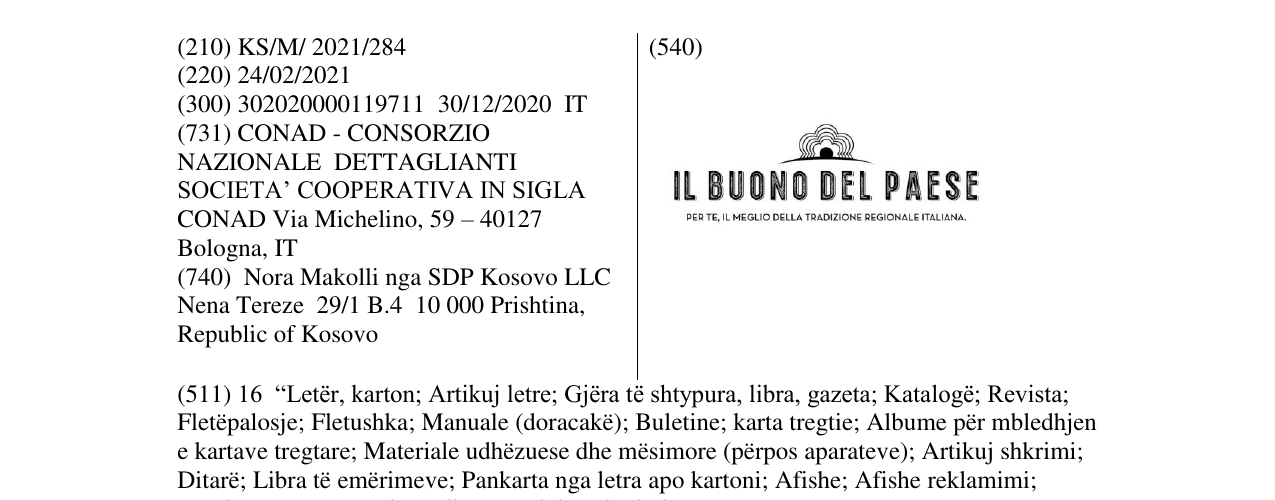 Zëri i markës IL BUONO DEL PAESE në buletin