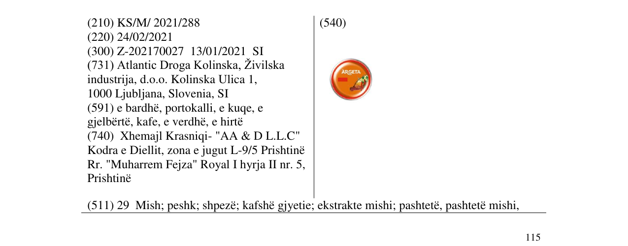 Zëri i markës ARGETA në buletin