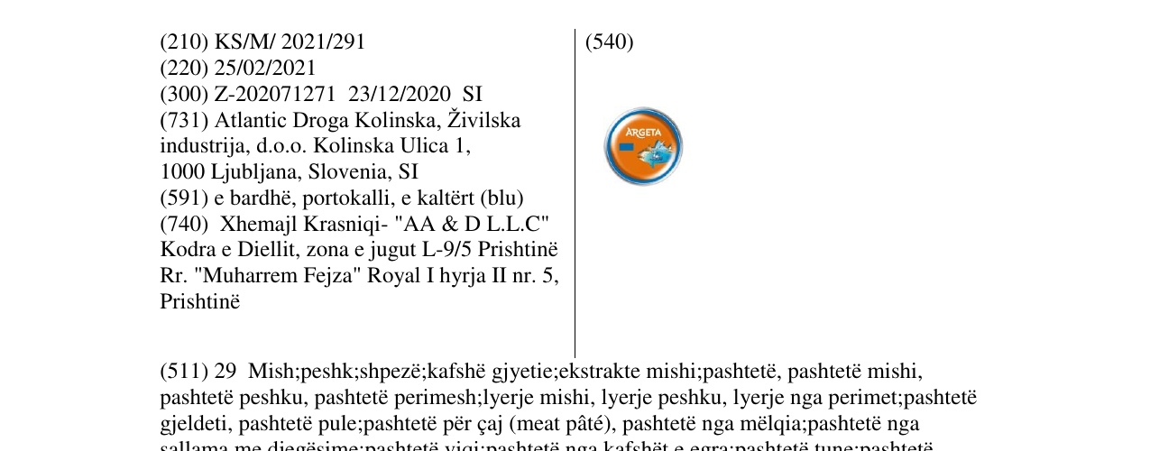 Zëri i markës argeta në buletin