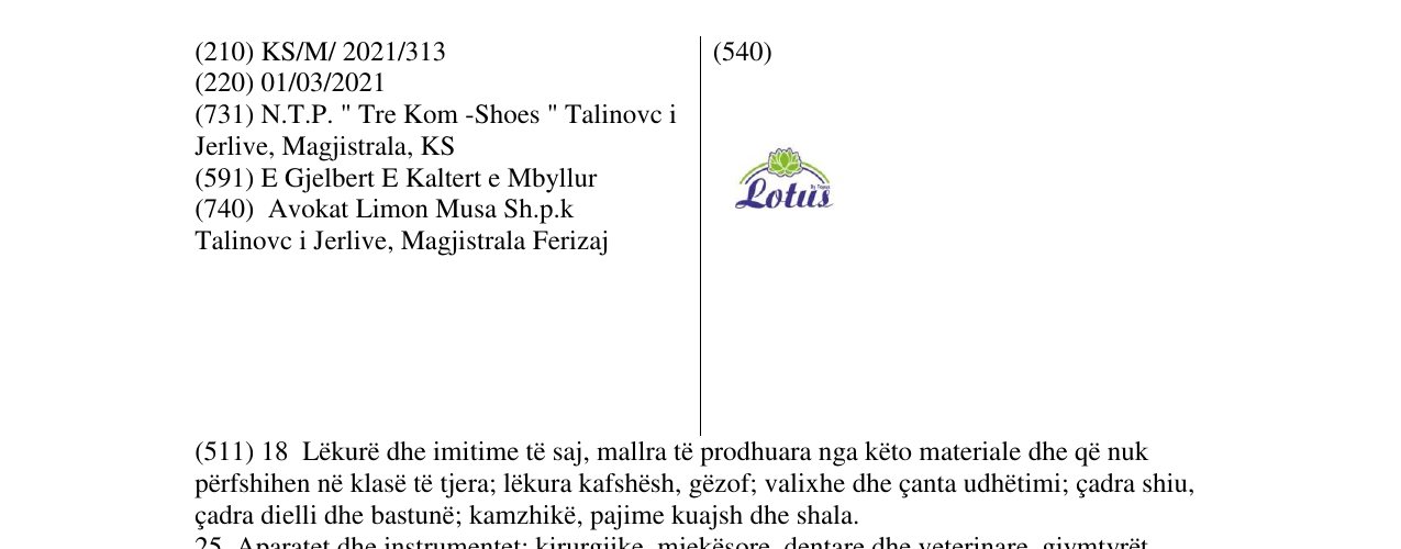 Zëri i markës lotus në buletin