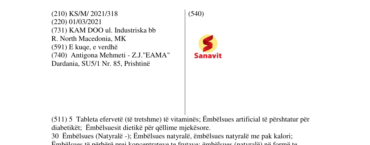 Zëri i markës Sanavit në buletin
