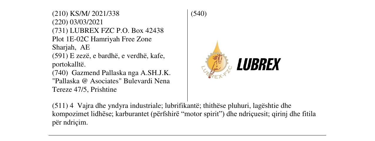 Zëri i markës LUBREX në buletin
