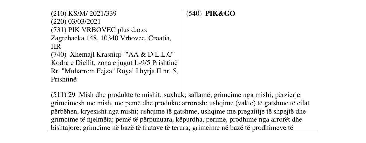 Zëri i markës PIK&GO në buletin