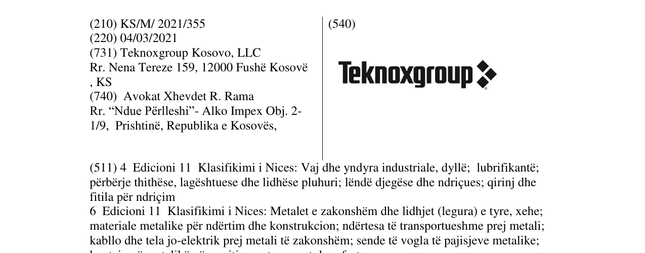Zëri i markës Teknoxgroup në buletin