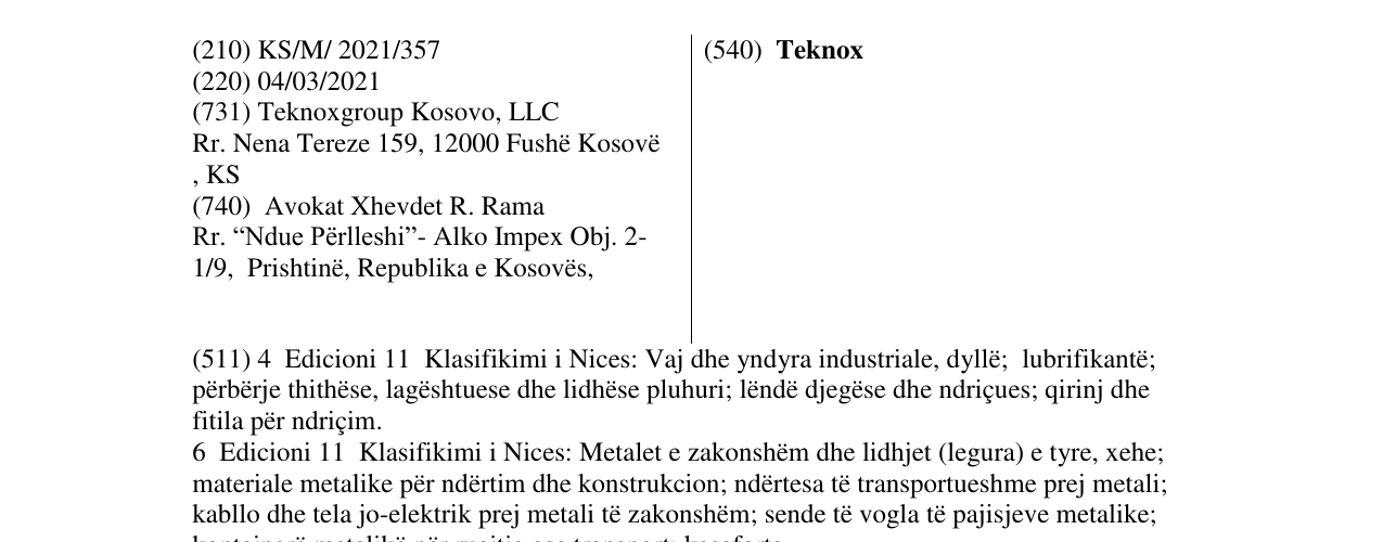 Zëri i markës Teknox në buletin