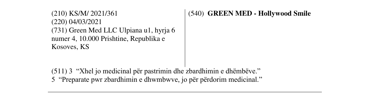 Zëri i markës GREEN MED - Hollywood Smile në buletin