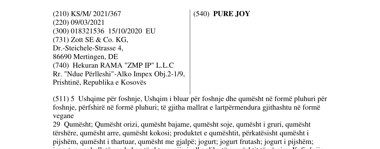 Zëri i markës PURE JOY në buletin
