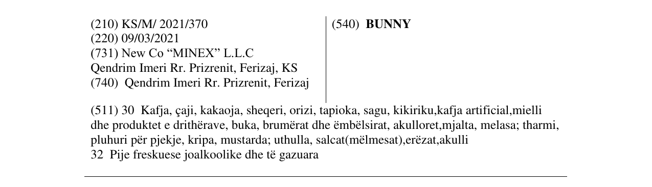 Zëri i markës BUNNY në buletin
