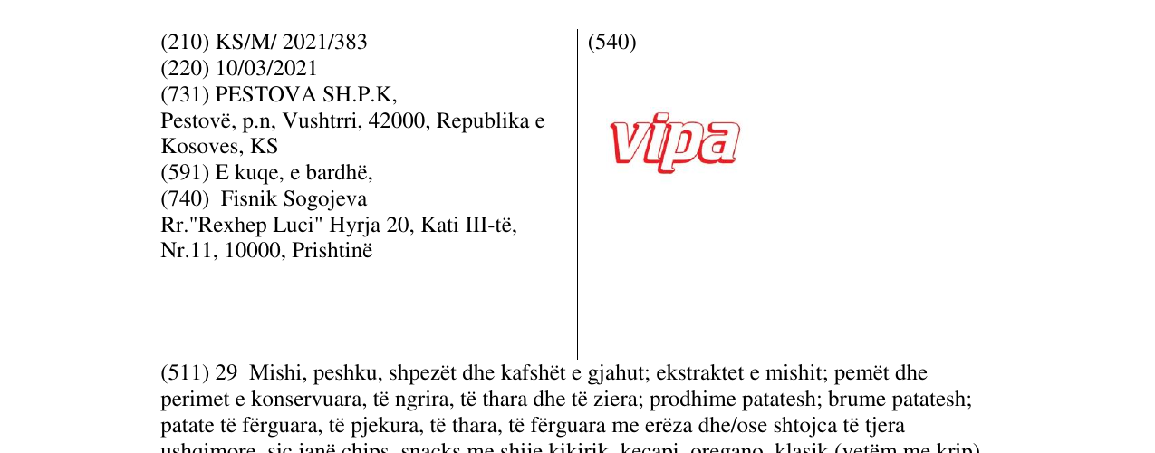 Zëri i markës vipa në buletin