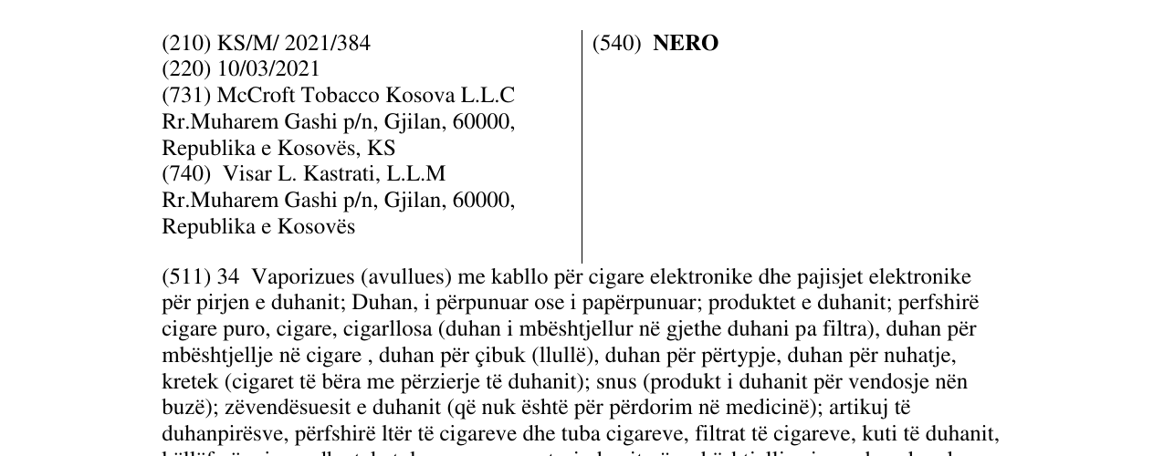 Zëri i markës NERO në buletin