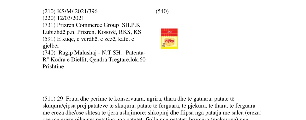 Zëri i markës SUPER CIPS në buletin