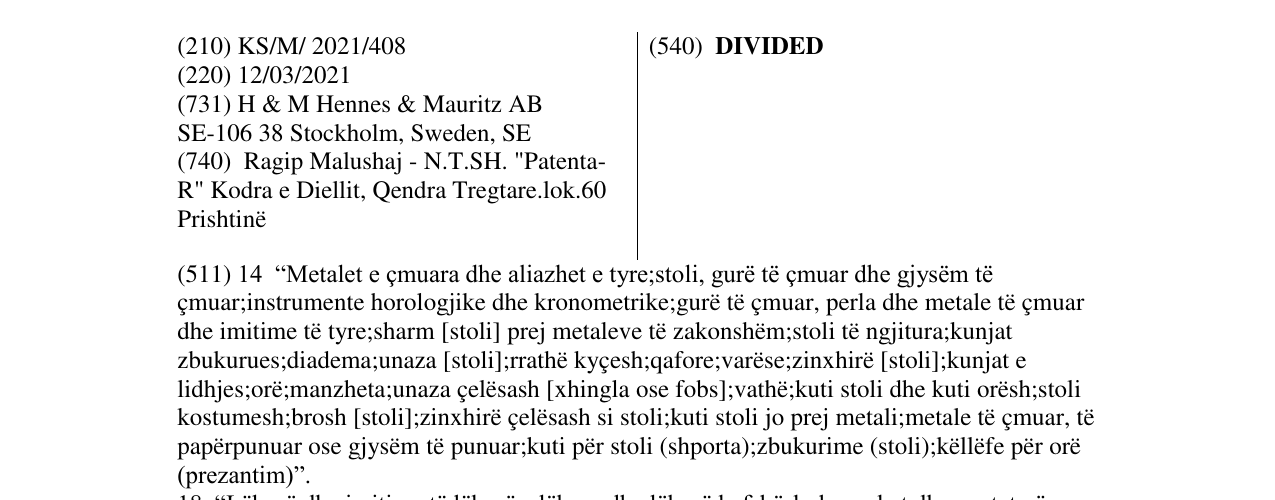 Zëri i markës DIVIDED në buletin