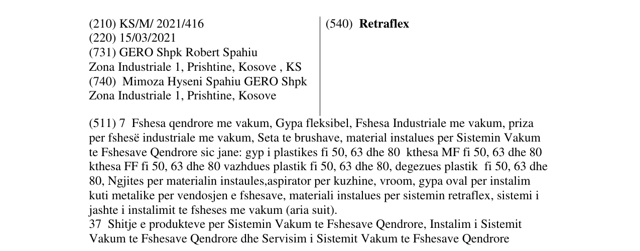 Zëri i markës Retraflex në buletin