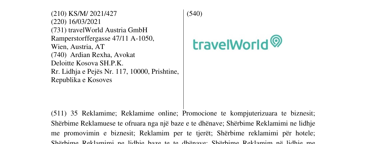 Zëri i markës travelworld në buletin