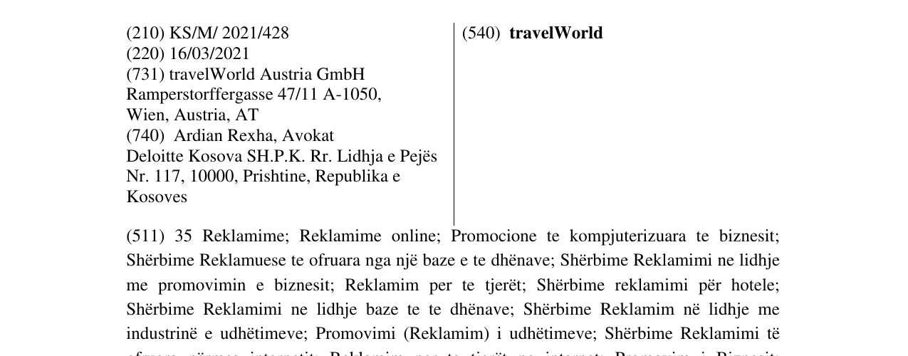 Zëri i markës travelWorld në buletin