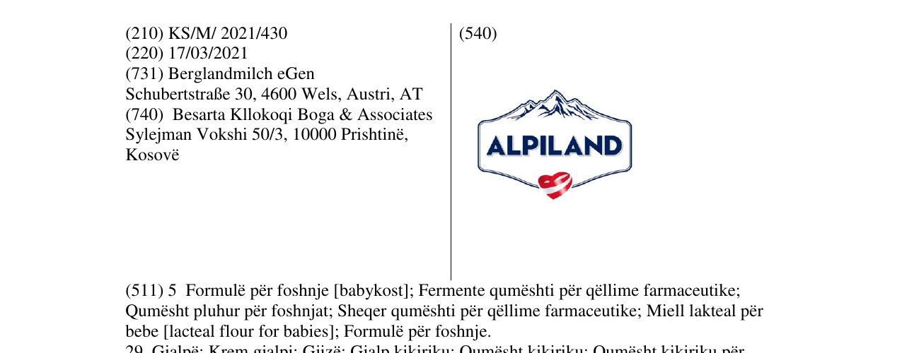 Zëri i markës alpiland në buletin