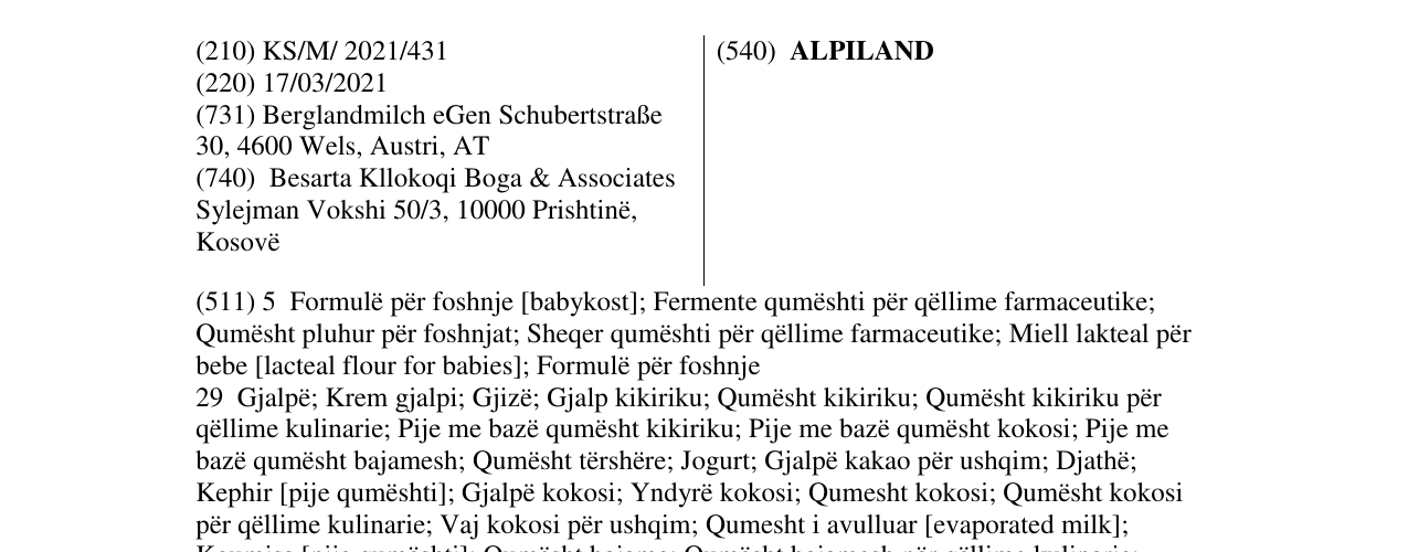 Zëri i markës ALPILAND në buletin