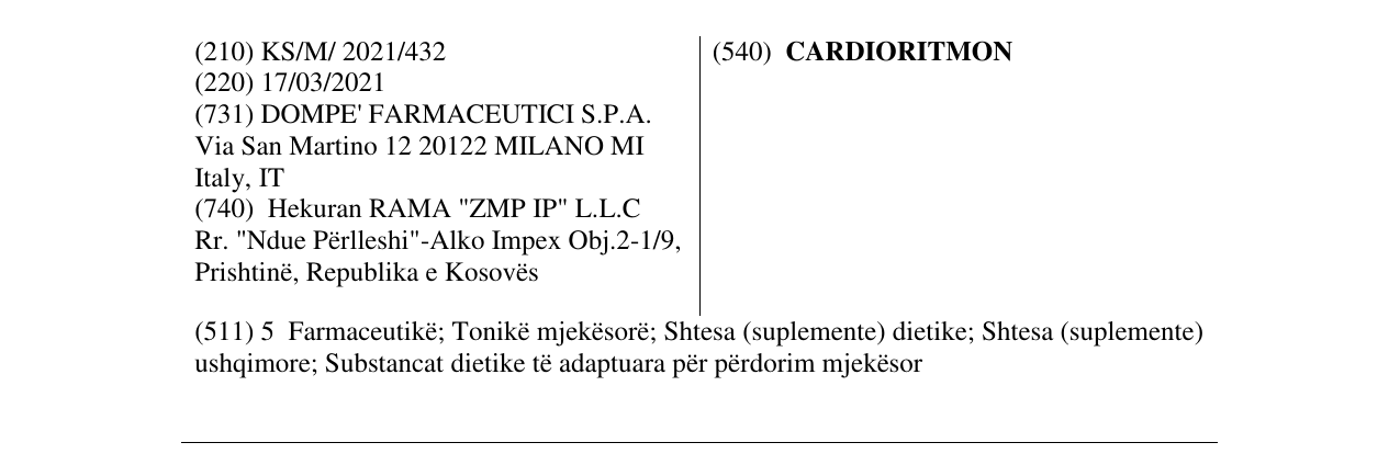 Zëri i markës CARDIORITMON në buletin