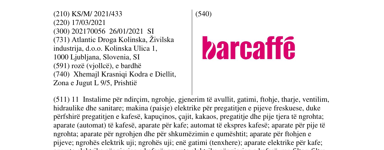 Zëri i markës barcaffe në buletin