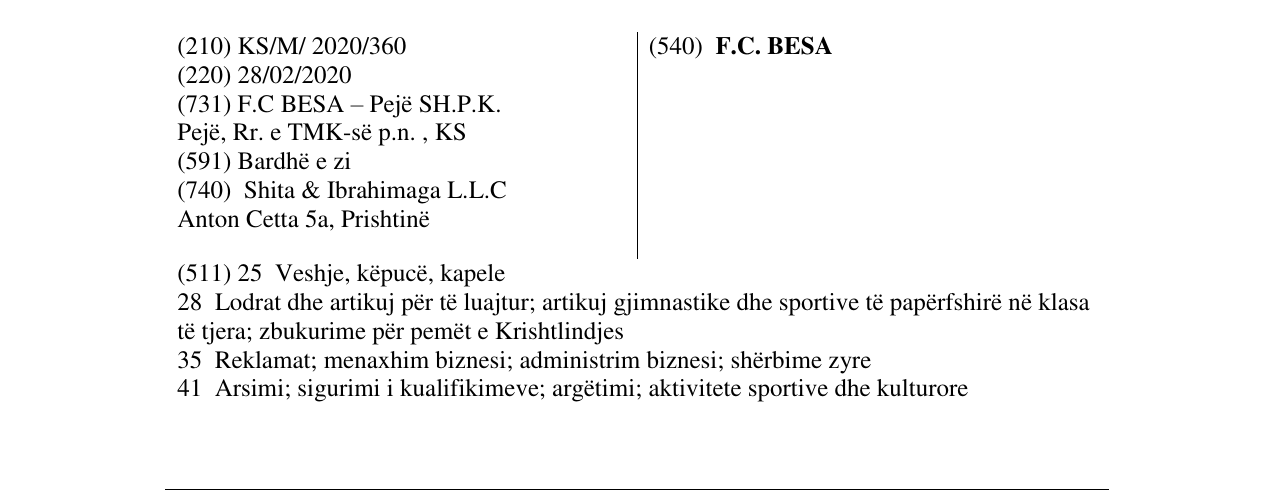 Zëri i markës F.C. BESA në buletin