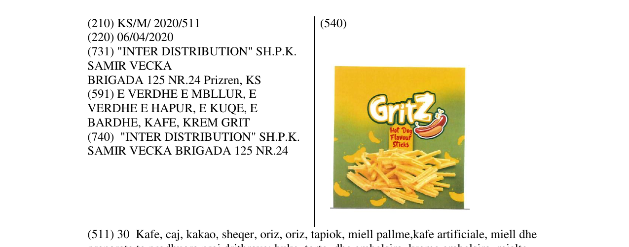 Zëri i markës GRITZ në buletin