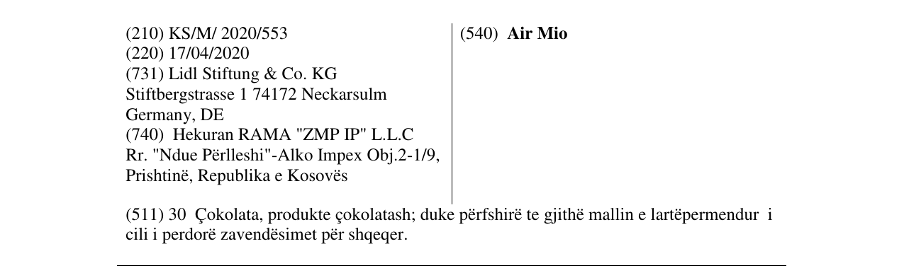 Zëri i markës Air Mio në buletin