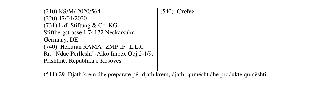 Zëri i markës Crefee në buletin