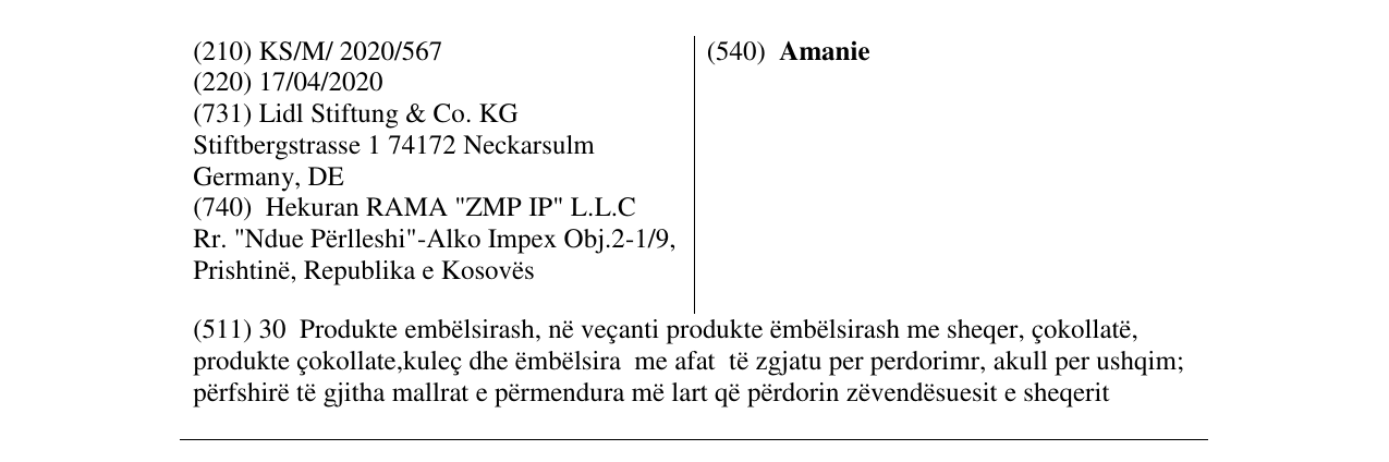 Zëri i markës Amanie në buletin