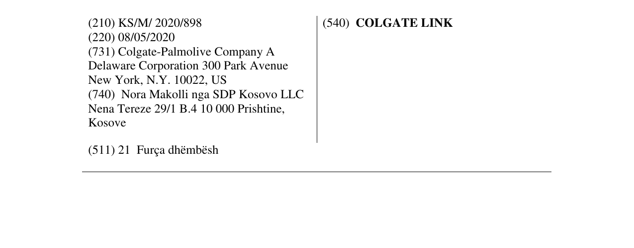 Zëri i markës COLGATE LINK në buletin